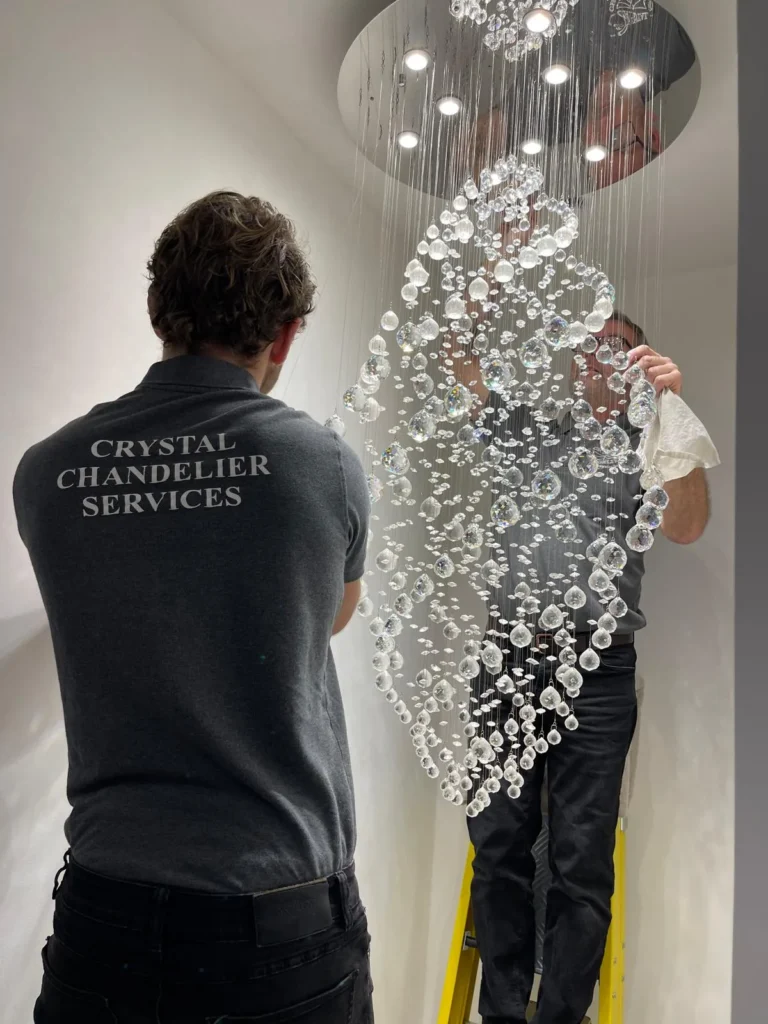Steve and Zac cleaning the individual crystal pieces