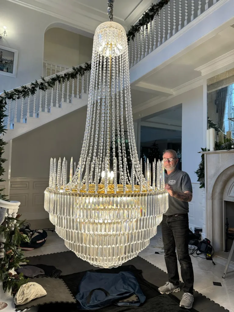Steve working on one of the larger chandeliers